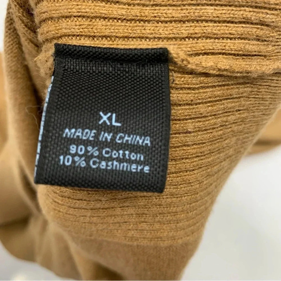 Mark Anthony Sweater Men XL  Cotton‎ Cashmere V Neck Camal Neutral Long Sleeve - Picture 8 of 11